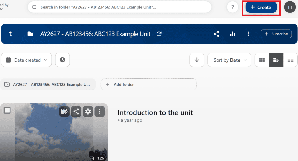 Create button highlighted
