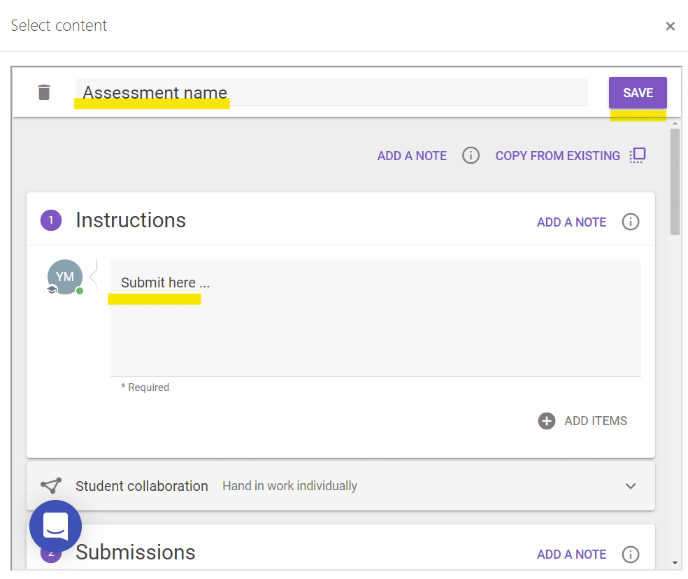 FeedbackFruits initial settings.