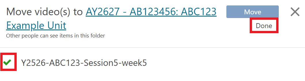 Done and tick highlighted in screenshot