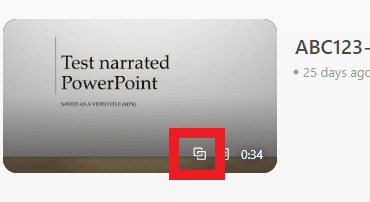 Reference copy icon on video preview