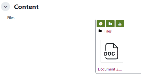 Screenshot showing a file in the Moodle files area.