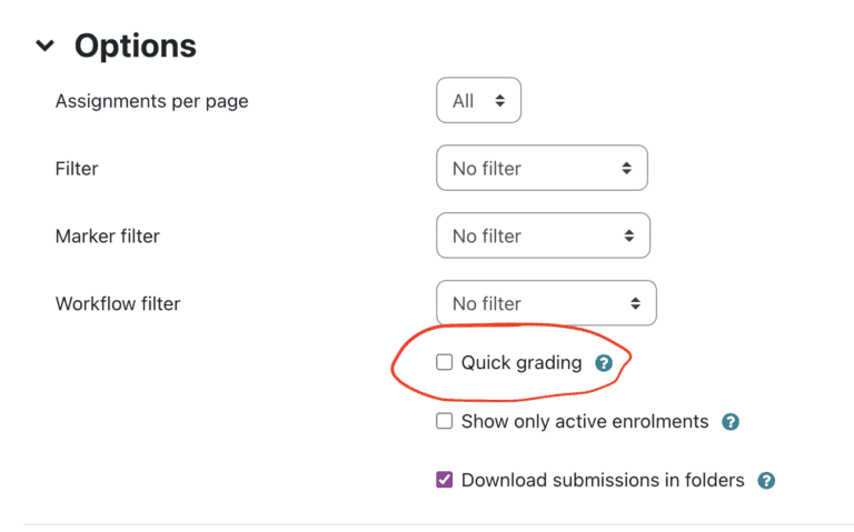 Image of Quick Grading setting 