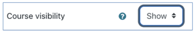 Image showing 'course visibility' setting