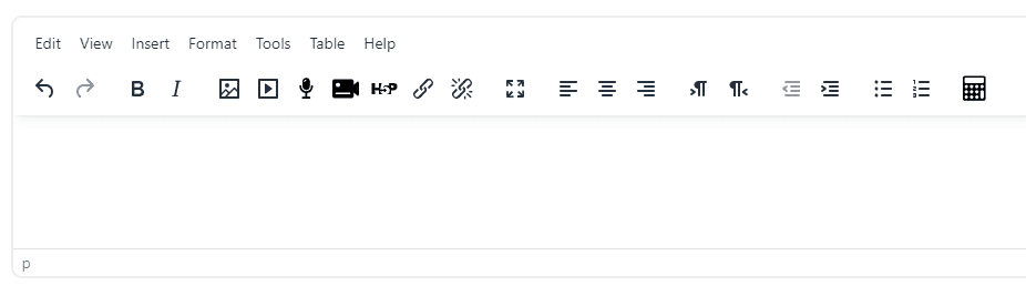 Text editor in Moodle