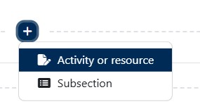Screenshot showing option to add activity or resource