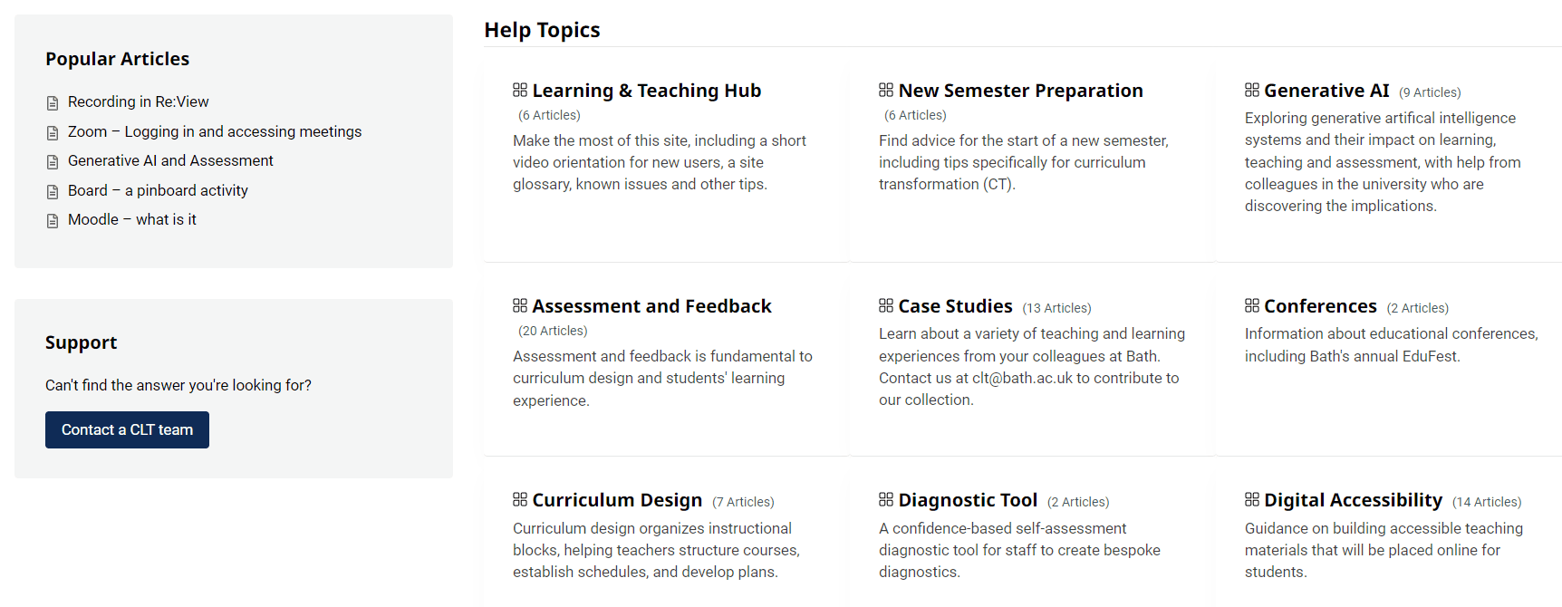 A screenshot of the guidance section of the teaching hub website.