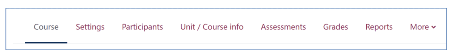 Moodle course tabs.