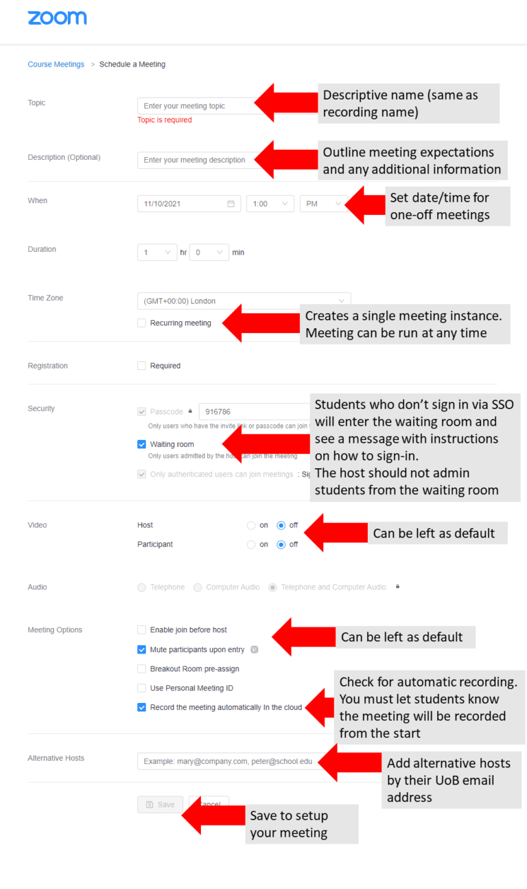 Zoom - Scheduling a meeting - Learning and Teaching Hub