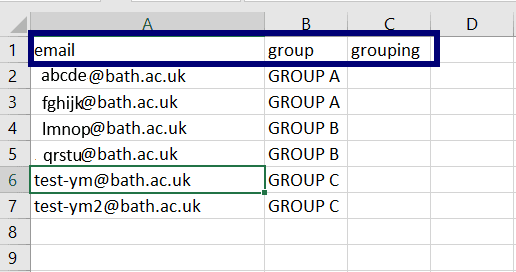 Group import CSV file example.