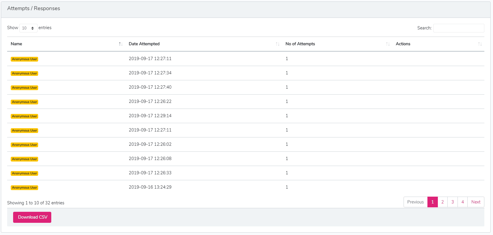 Diagnostic SCV download of responses.