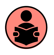 logo with a person reading