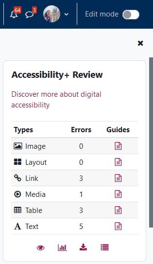 screenshot of the accessibility+ block 
