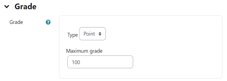 Maximum grade in a Moodle Assignment set to 100.
