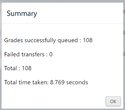 Grade transfer queue summary.