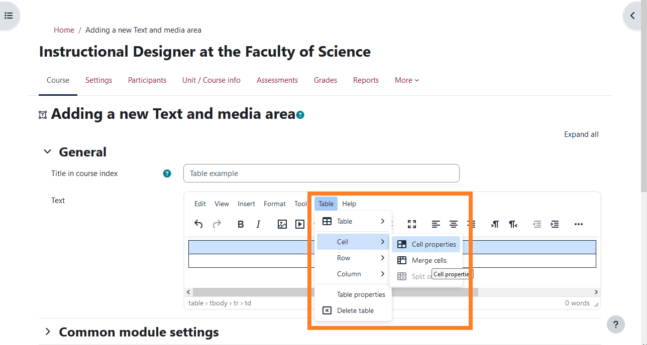 screenshot of how to add table editor