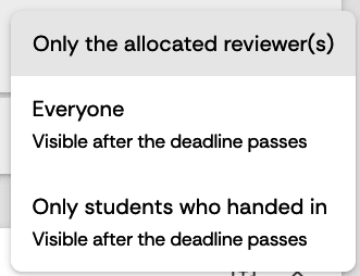 Submission visibility settings.