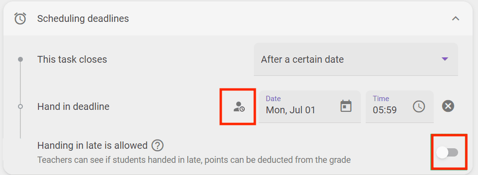 FeedbackFruits deadline panel.