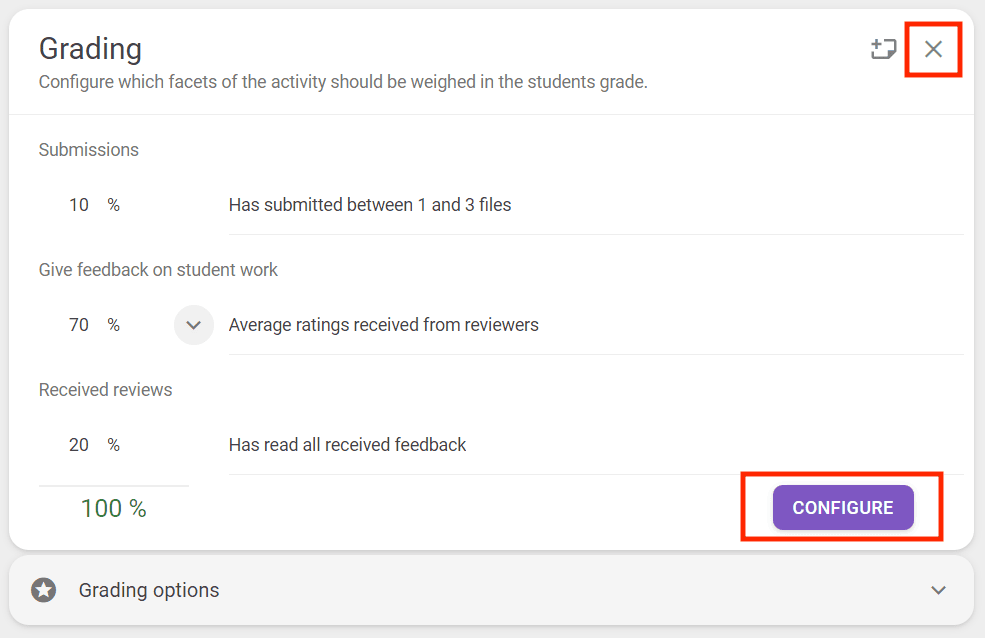 FeedbackFruits grading panel.