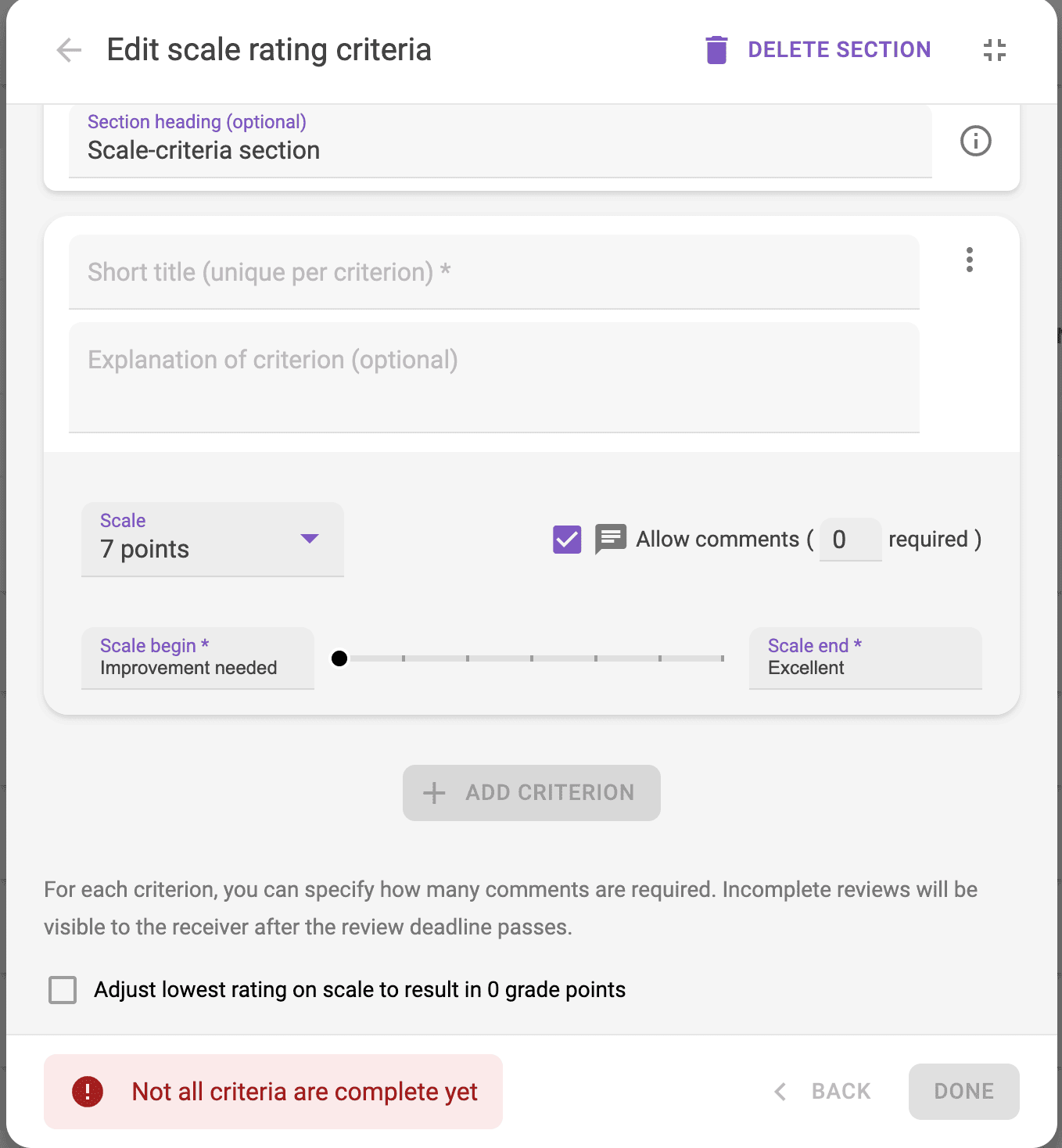 Scale rating criteria.