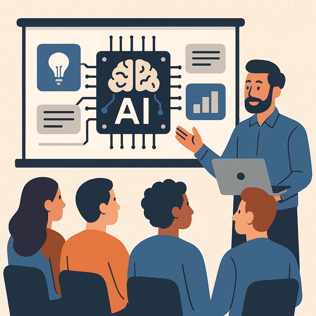 Class learning about AI.
