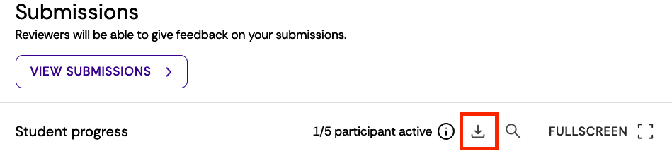 Submission doenload icon in a FeedbackFruits activity.