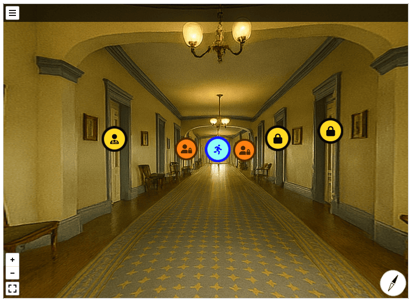Corridor in Xerte 360 escape room game.