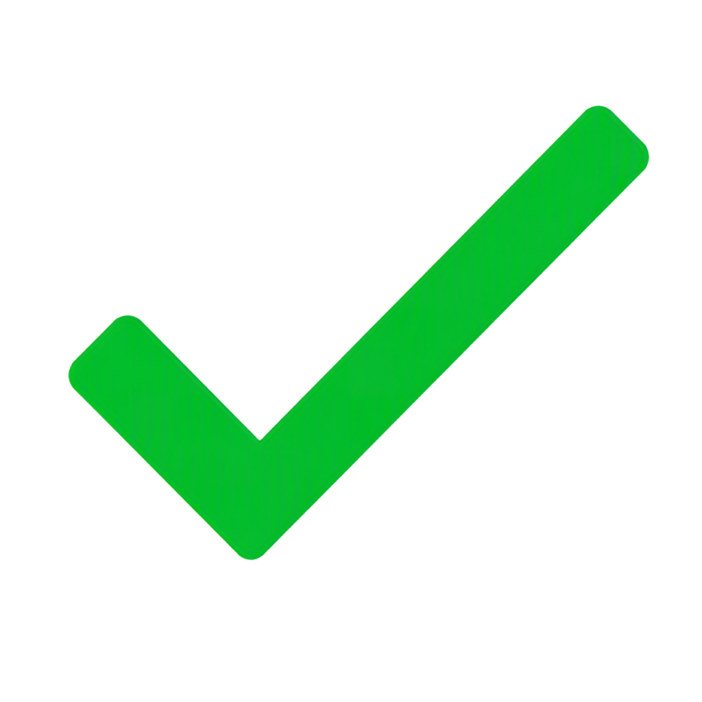 a green checkmark
