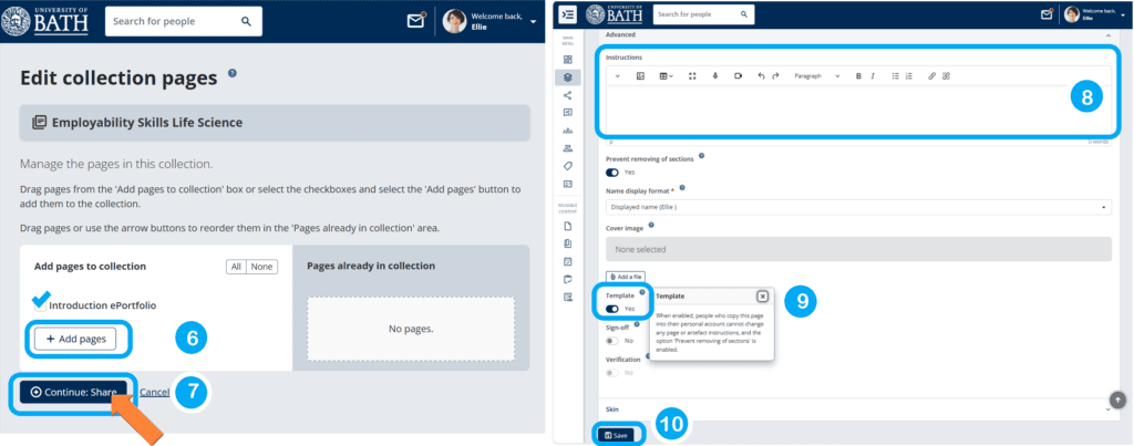 screenshot creating a template 