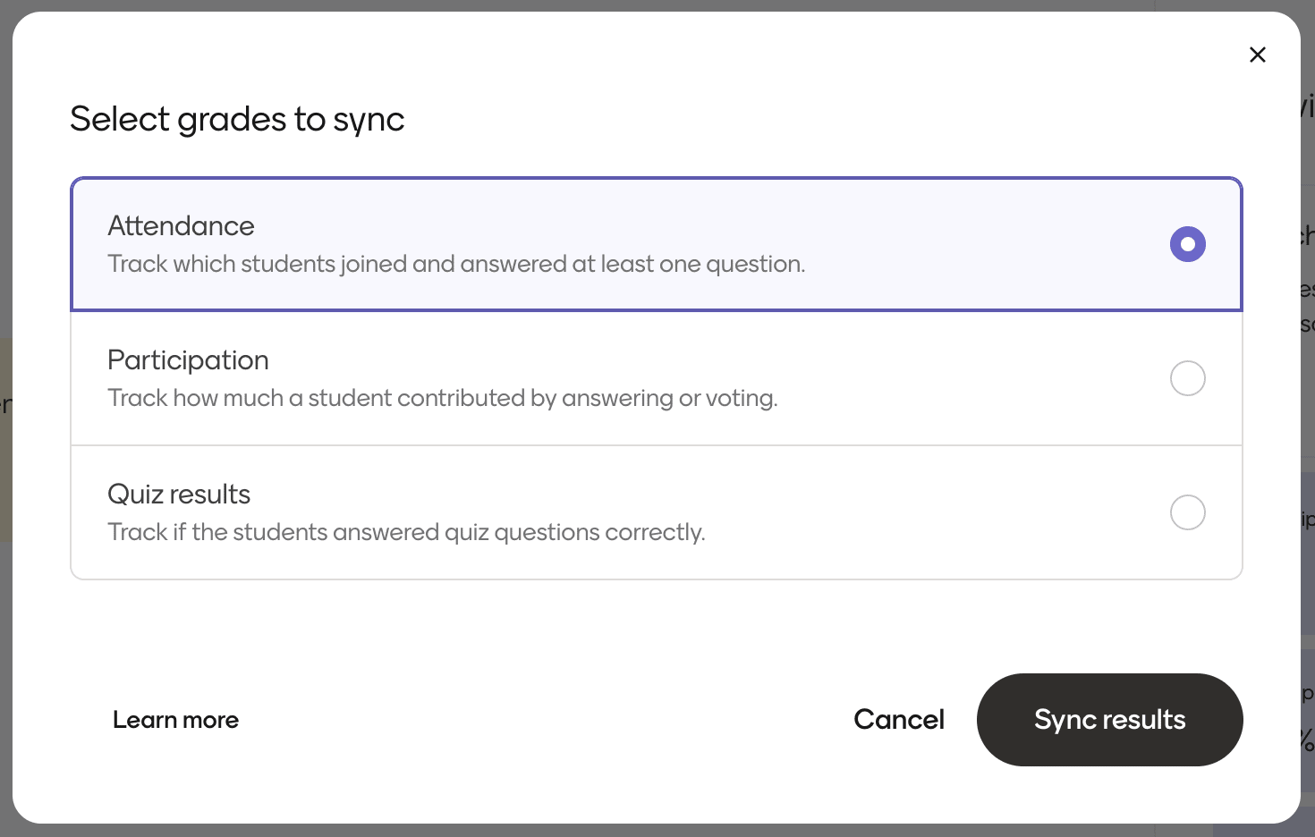 Grading options.