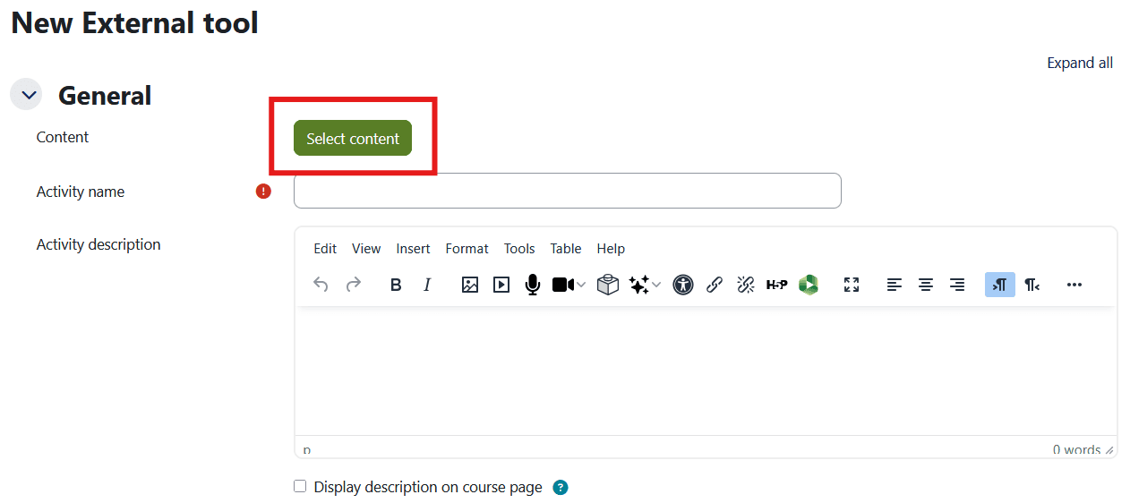 Select a Menti from Moodle.